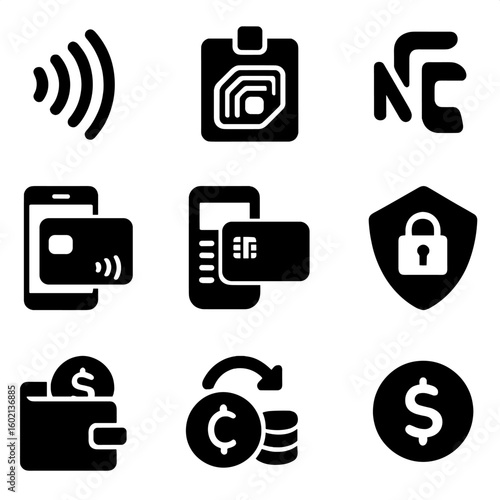 Icons pay digital contactless card payment wallet vector coins icon mobile