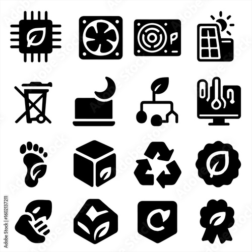 Sleep footprint labels captions computing vector grid any white green icon icons