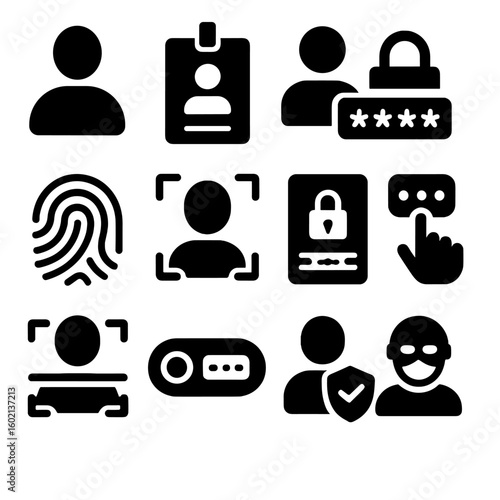 Icons id recognition authentication vault identity protection theft icon login vector scan