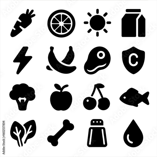 Icons copper potassium iodine icon mineral sodium c calcium vector vitamin chloride