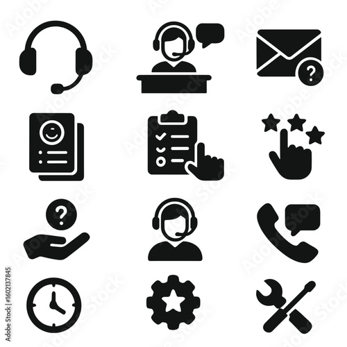 Chat service inquiry base email icons customer headset feedback support icon knowledge