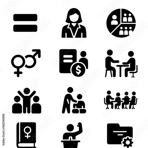 Vector feminist slip icon equal folder icons gender sign hr diversity equality
