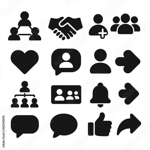 List share request social heart icon network contact people user icons vector