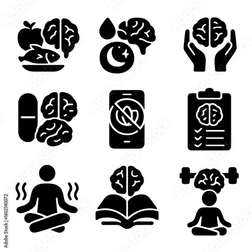 Balanced brain icon icons nootropics time vector limit capsule routine health relaxation