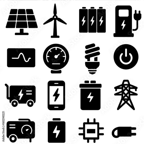 Storage wind generator icons energy icon electric meter vector device smart solar