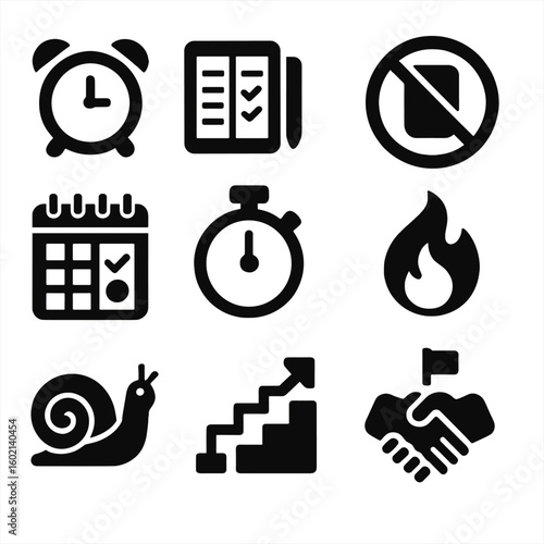 Daily motivational boundaries willpower discipline icon calendar badge vector commitment self clock