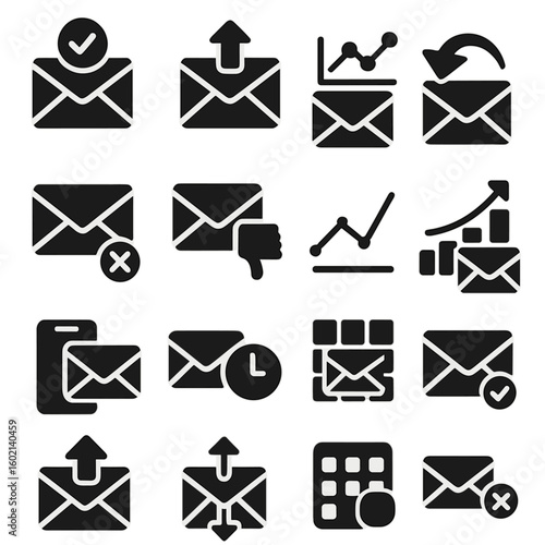 Vector success email icon open icons unsubscribe sent bounce time graph rate