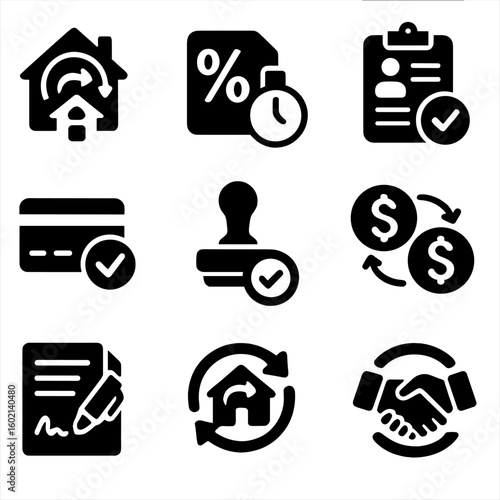 Term credit analysis loan financial icons refinance personal vector icon grid interest