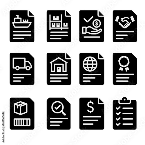 Inspection purchase chain inventory icons invoice manifest supply log icon audit vector