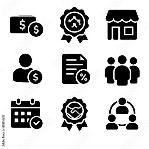 Local schedule microfinance circle vector icon microloan borrower badge set loan trust