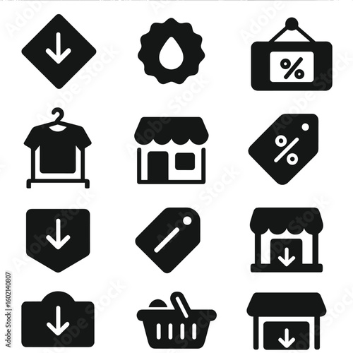 Vector badge icon closing rack icons liquidation price outlet clearance sale slash