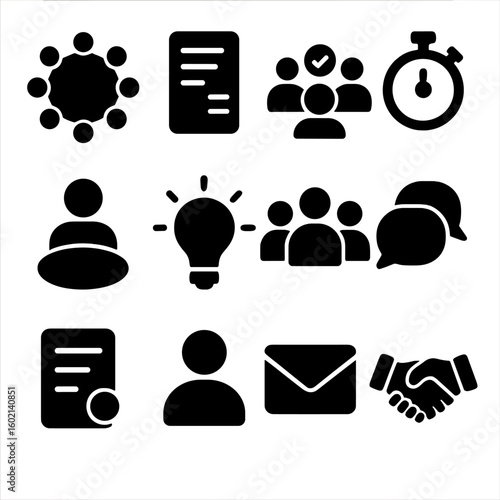 Meeting moderator vector speaker notes bubbles team icon idea points