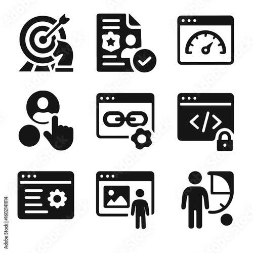 Internal seo image linking icon optimization site vector set meta website