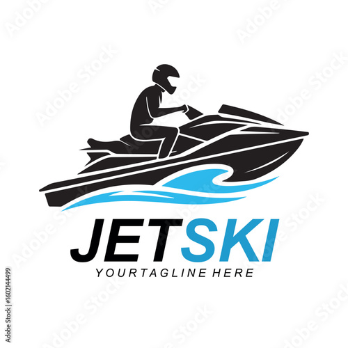 Jet ski Racing logo design vector illustration idea