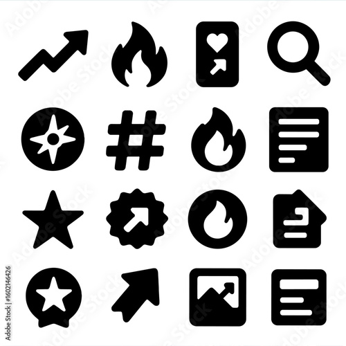 Trends highlight trending post flame icons icon content media discover vector popular