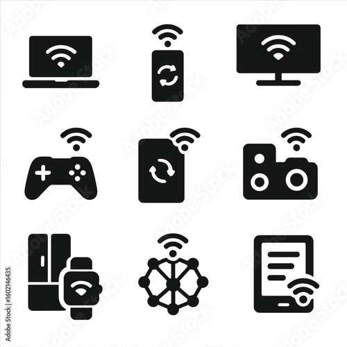 Tv printer vector smartphone signal smart icon device fi syncing wi fridge