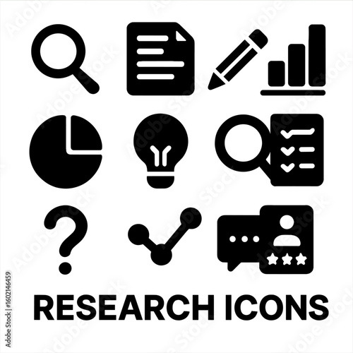 Vector collection lightbulb question evaluation form bubble mark magnifying chart icons icon
