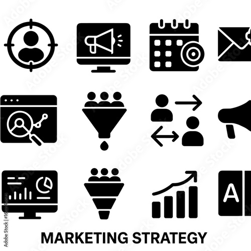 Funnel email seo set ab icon customer journey calendar vector marketing growth