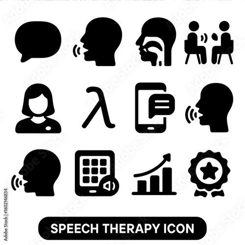 Pronunciation chart communication speech exercises icon therapy vector icons phonetic session
