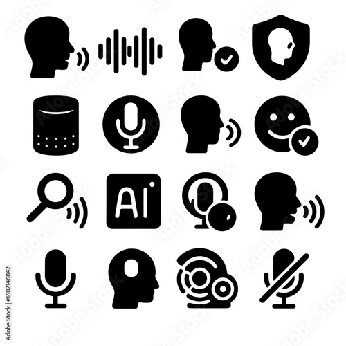 Search badge assistant vector voice smart interface microphone icons icon ai conference