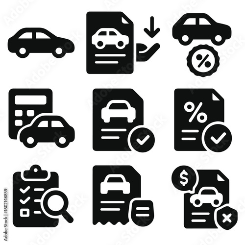 Icons vector approval stamp option icon payment car financing dealer loan