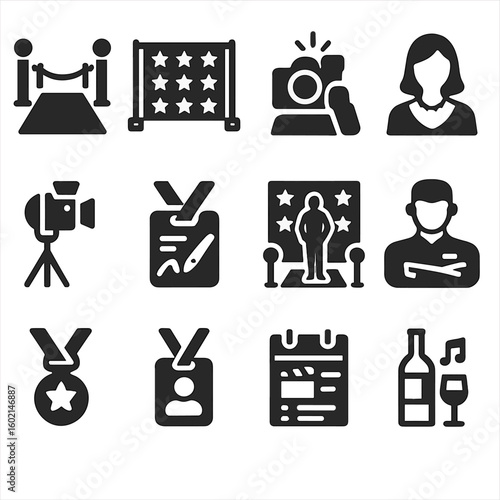Paparazzi camera carpet guest red security repeat icon icons vector event step