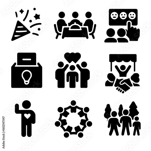 Icon shared suggestion culture diversity event sign box values icons vector workplace