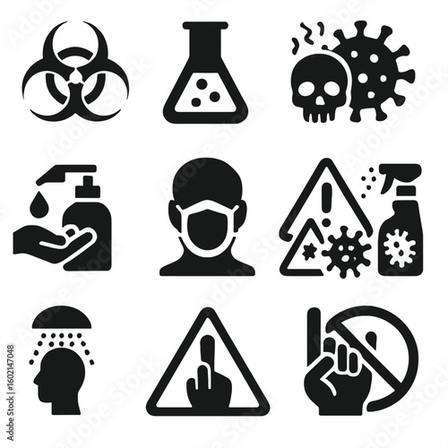 Health icons icon reminder vector zone no symbol risk contamination safety warning