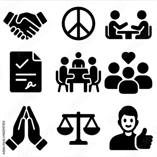 Ear compromise resolution icons table understanding vector conflict agreement scale icon document