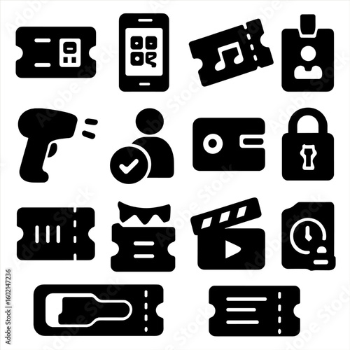 Ticket scanner vector digital access festival showtime admission guest barcode icon icons