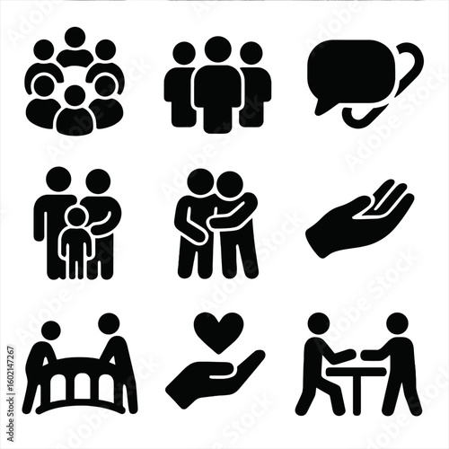 Characters wellness shared vector icon digital bubbles letters social bubble no marks