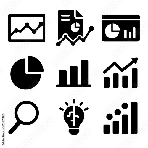 Data pie graph insights modern search bar trend vector icon icons chart