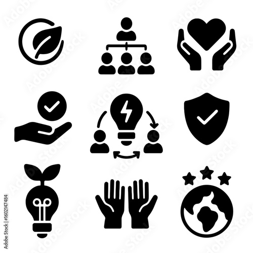 Uniform practices transparent vector no focus modern set icon icons esg grid