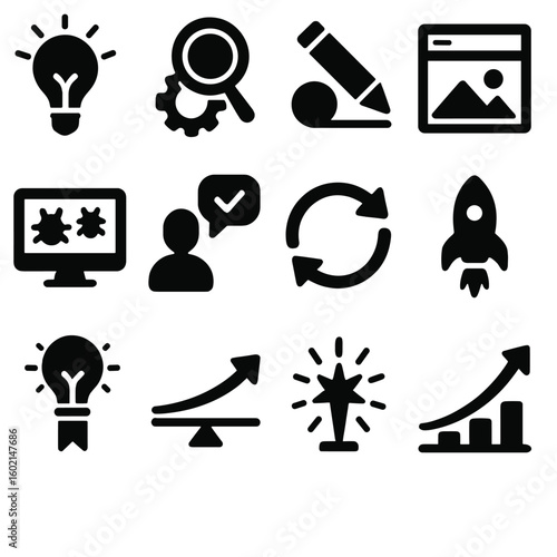 Set milestones any light innovation no icon patent modern icons beta vector
