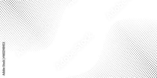 Hexagon halftone gradient texture. Abstract black grunge background. Geometric retro halftone tech wallpaper. Fading wavy hexagonal pattern backdrop. Vector vanishing honeycomb grunge bitmap overlay