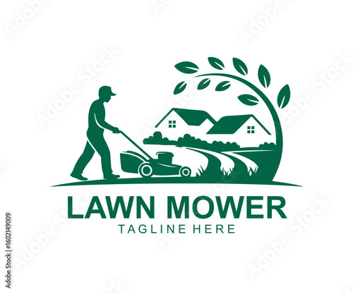 Lawn Mower Logo Design | Landscaping Service Icon | Garden Care Vector