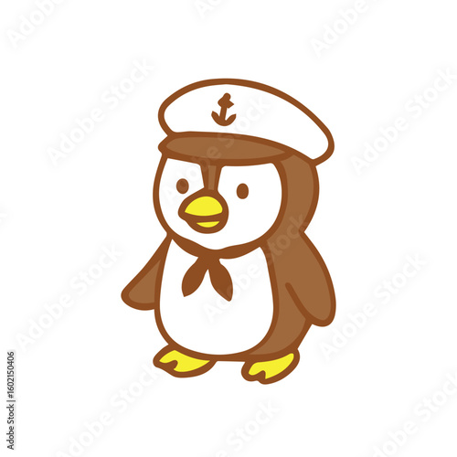 Cute Cartoon Penguin Sailor Illustration