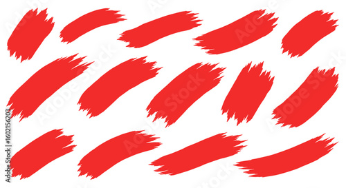 Red brush stroke pattern seamless background on white canvas