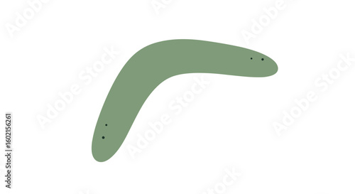 Minimalist green boomerang on white background