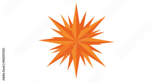 Abstract geometric orange starburst on white background