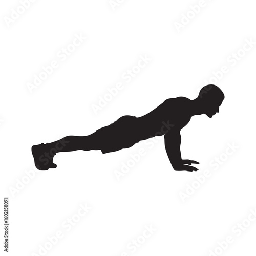 Man doing pushups silhouette vector flat illustration design