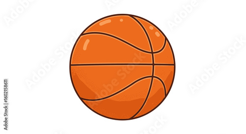 Detailed cartoon style basketball on white background