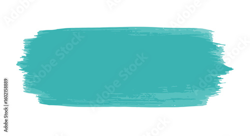 Turquoise watercolor brush stroke on white background for creative des