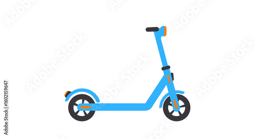 Minimalist blue electric scooter on white background