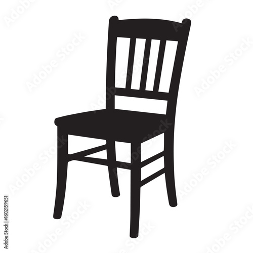 Black wooden chair with slatted back and seat silhouette furniture