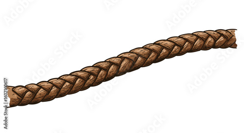Detailed cartoon style braid rope on white background