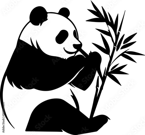 nice illustration of panda eating bamboo