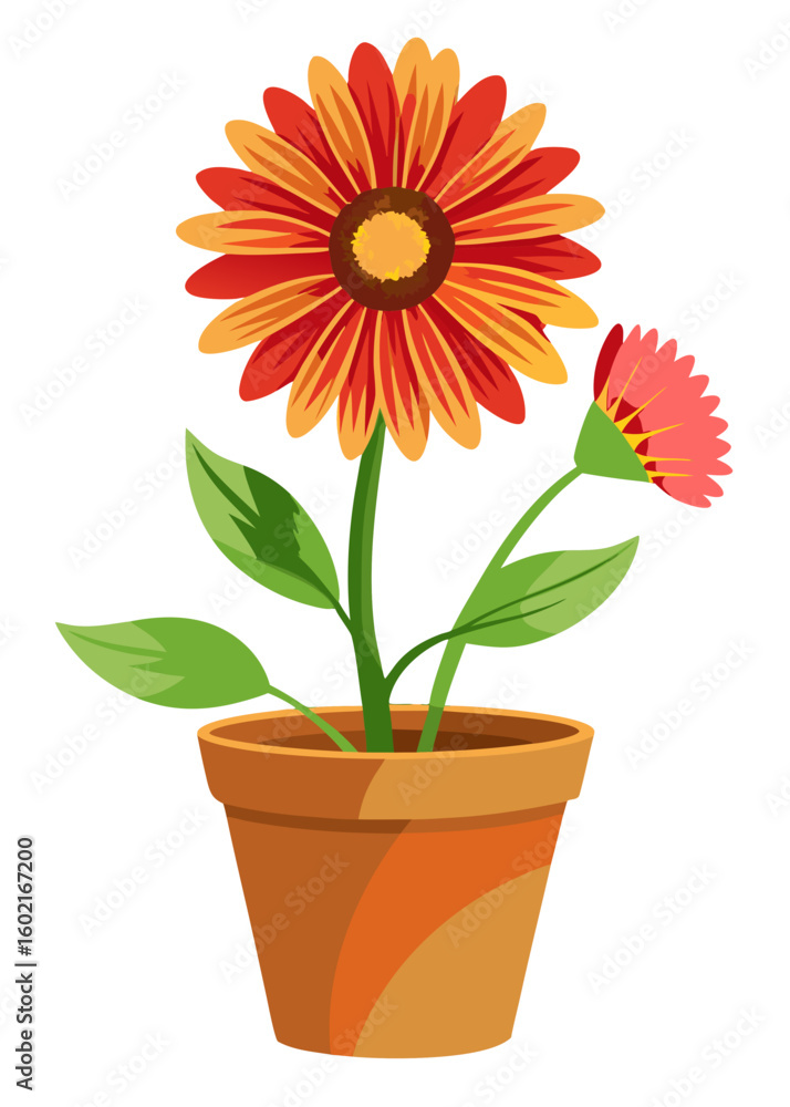 Fototapeta premium Download vibrant sunflower in pot vector art illustration for gardening and floral design projects