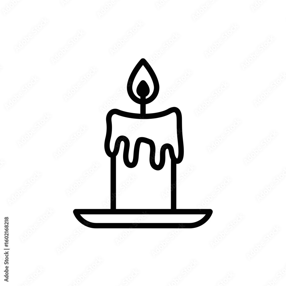 Illustration of a burning candle with melting wax silhouette Illustration of a burning candle with melting wax silhouette