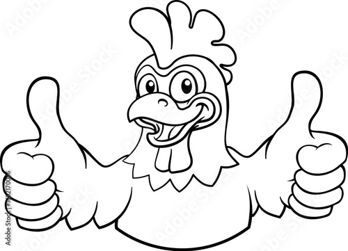 A chicken cartoon rooster cockerel bird mascot giving a thumbs up